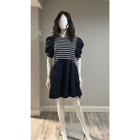 English Factory Navy Blue and White Striped Minidress Size Small - Picture 6 of 8